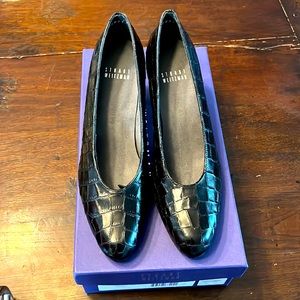 Stuart Weizman Ebony glossy croc heels
